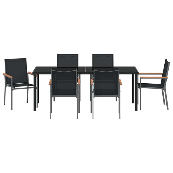 Garten Essgruppe 7-teilig, Schwarz