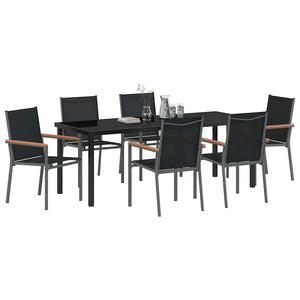 Garten Essgruppe 7-teilig, Schwarz