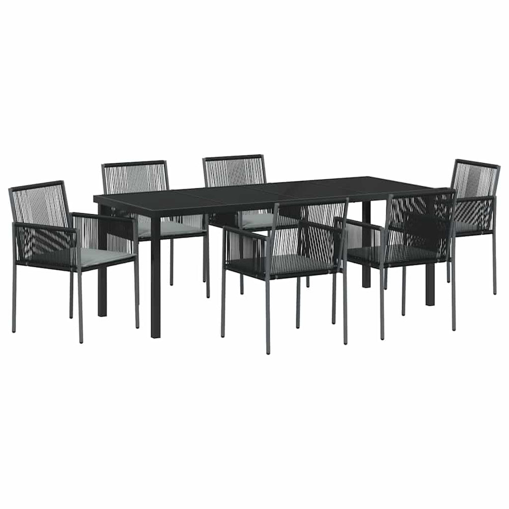 vidaXL Salon de jardin 7 pcs noir résine tressée