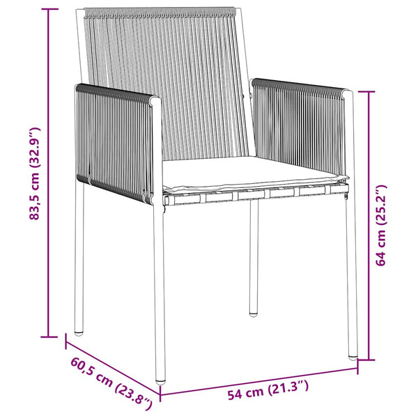 Garten Essgruppe 7-teilig Schwarz Rattan