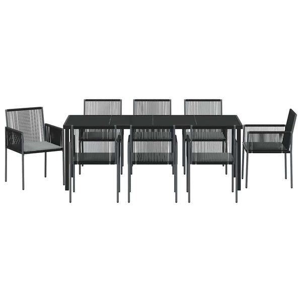 Garten Essgruppe 9-teilig Schwarz Rattan