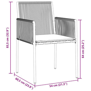 Garten Essgruppe 9-teilig Schwarz Rattan
