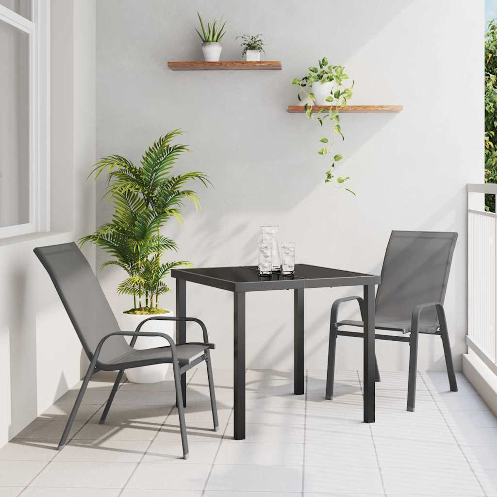 3-teilige Garten Essgruppe Grau Schwarz