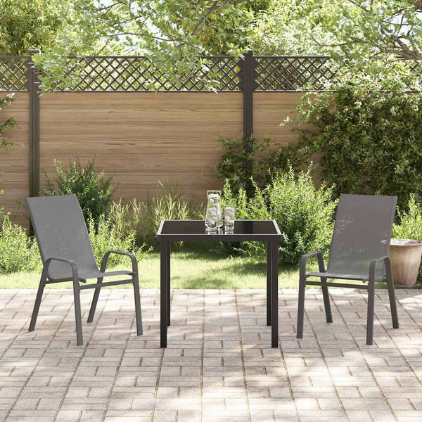 3-teilige Garten Essgruppe Grau Schwarz