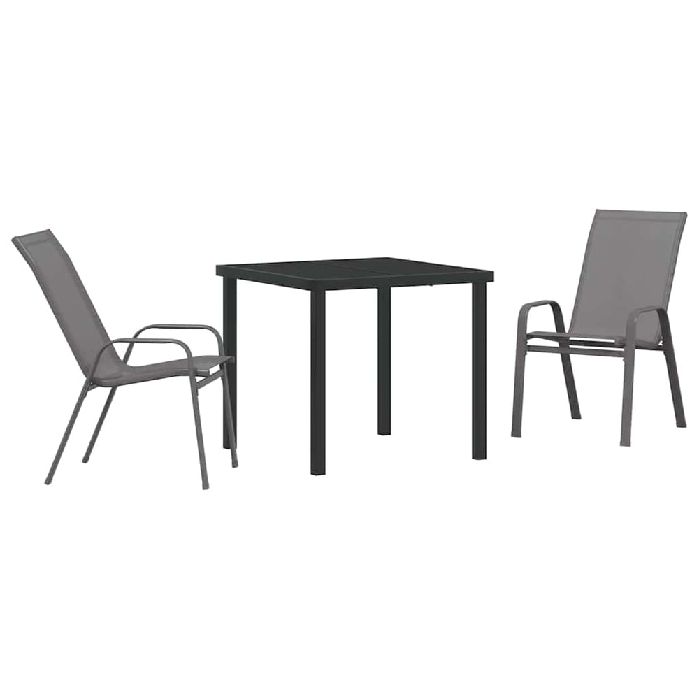 vidaXL Ensemble de salle à manger de jardin 3 pcs Gris et noir