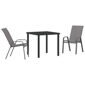 3-teilige Garten Essgruppe Grau Schwarz