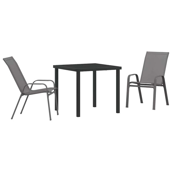 3-teilige Garten Essgruppe Grau Schwarz