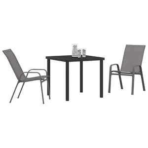 3-teilige Garten Essgruppe Grau Schwarz