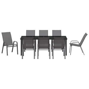 vidaXL Salon de jardin 9 pcs Gris et noir