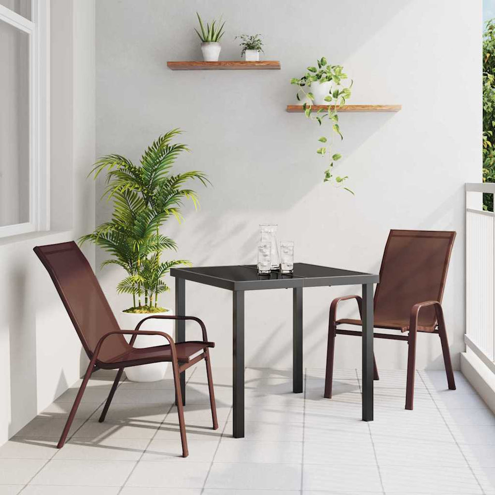 vidaXL Salon de jardin 3 pcs Marron et noir