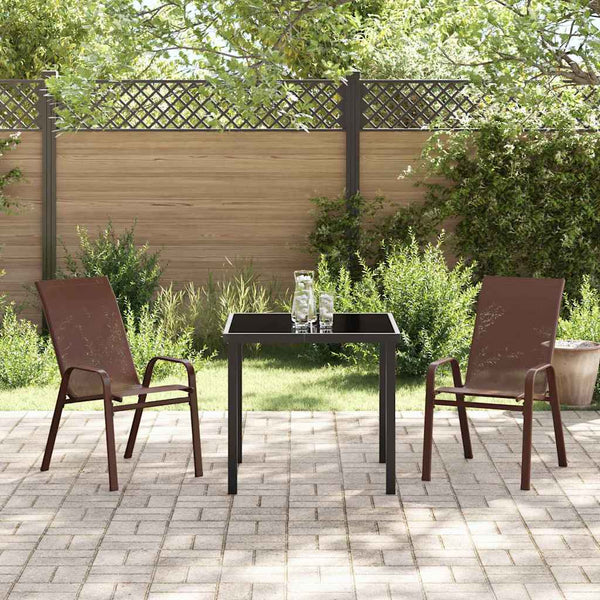 3-teilige Garten Essgruppe Braun/Schwarz