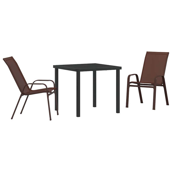 3-teilige Garten Essgruppe Braun/Schwarz