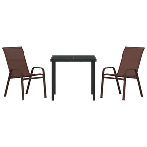 3-teilige Garten Essgruppe Braun/Schwarz