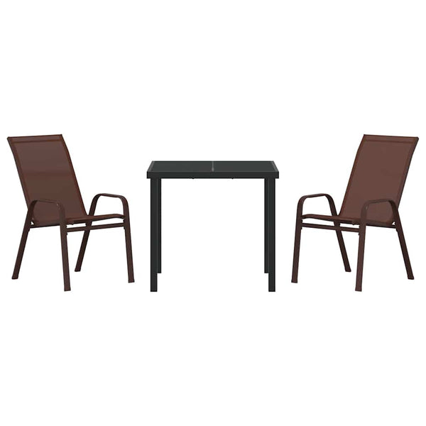 3-teilige Garten Essgruppe Braun/Schwarz