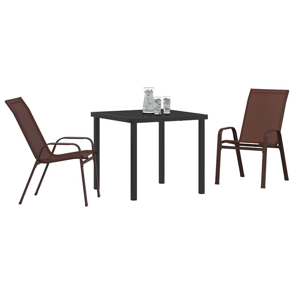 3-teilige Garten Essgruppe Braun/Schwarz