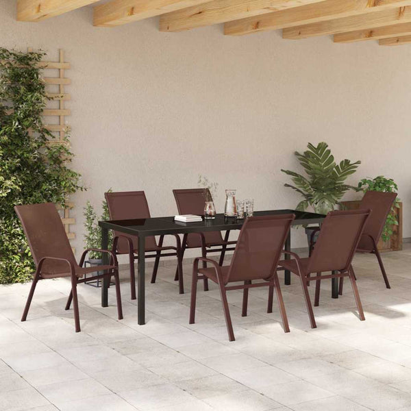 Garten Essgruppe 7-teilig Braun/Schwarz