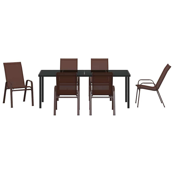 Garten Essgruppe 7-teilig Braun/Schwarz
