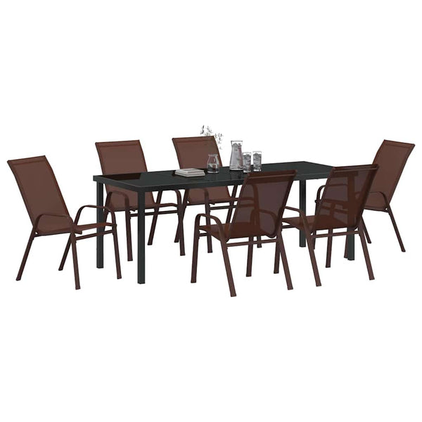 Garten Essgruppe 7-teilig Braun/Schwarz