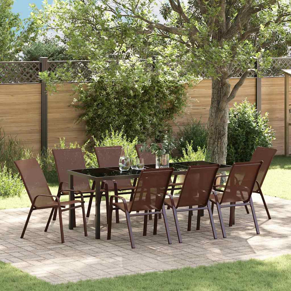 vidaXL Ensemble de salle à manger de jardin 9 pcs marron et noir