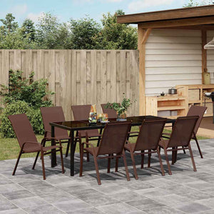 9-teilige Garten Essgruppe Braun/Schwarz