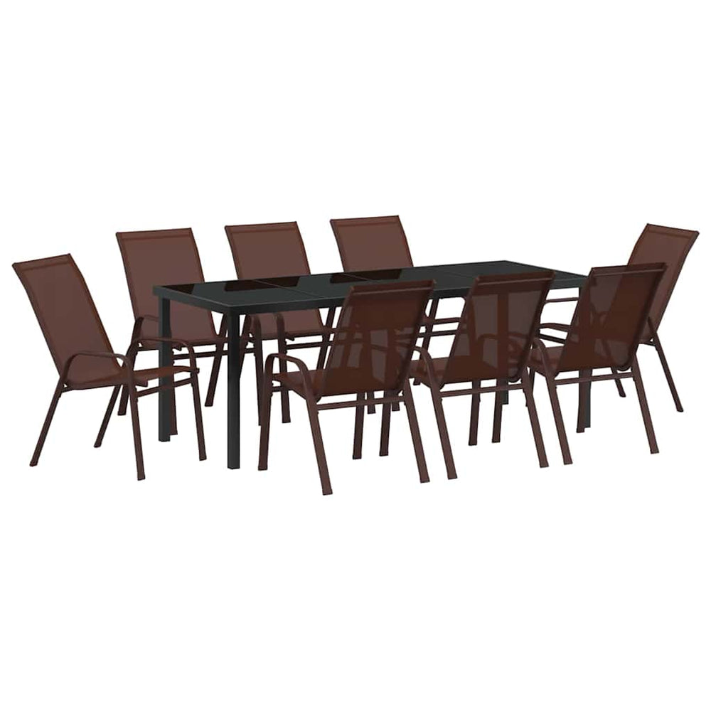 vidaXL Ensemble de salle à manger de jardin 9 pcs marron et noir