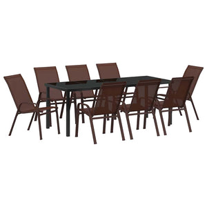 9-teilige Garten Essgruppe Braun/Schwarz
