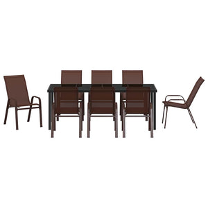 9-teilige Garten Essgruppe Braun/Schwarz