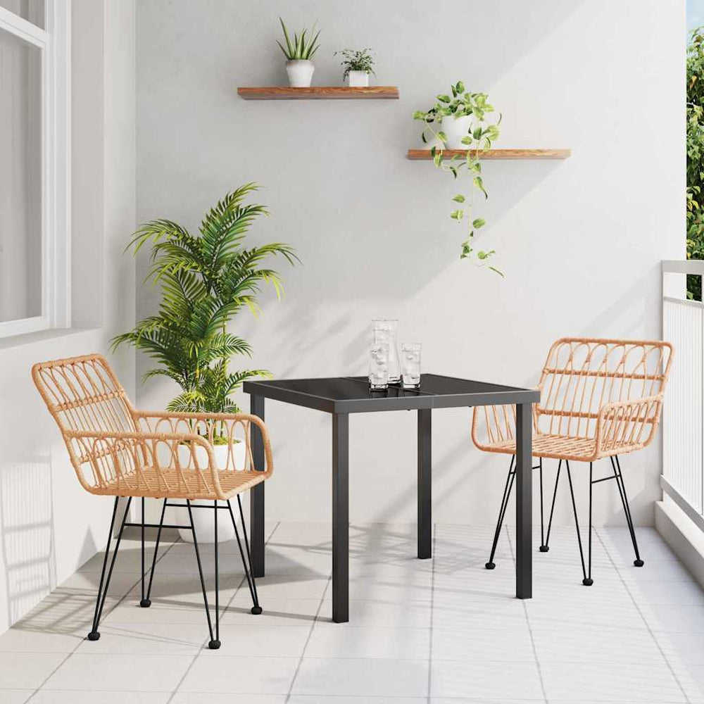 vidaXL Salon de jardin à dîner 3 pcs Acier enduit de poudre marron