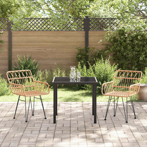 3-teilige Garten Essgruppe Braun
