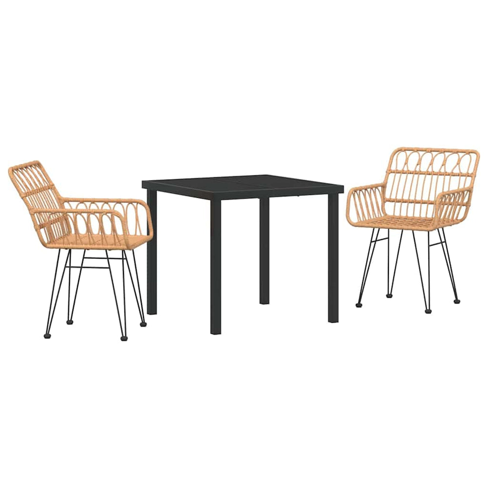 vidaXL Salon de jardin à dîner 3 pcs Acier enduit de poudre marron