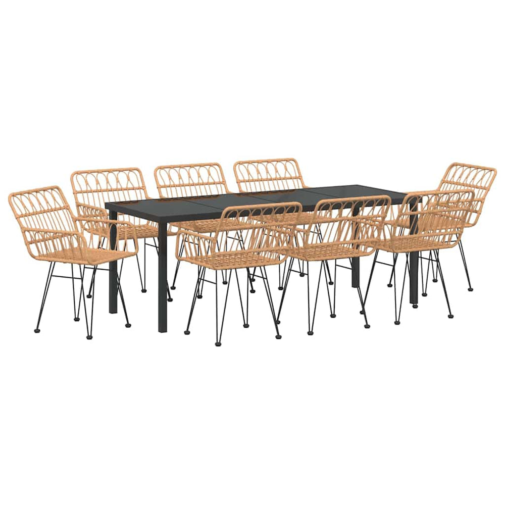 Garten Essgruppe 9-teilig Braun Stahl