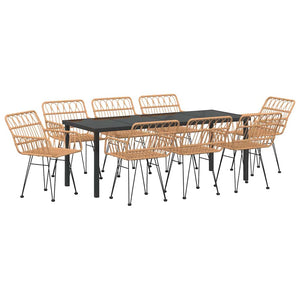 Garten Essgruppe 9-teilig Braun Stahl