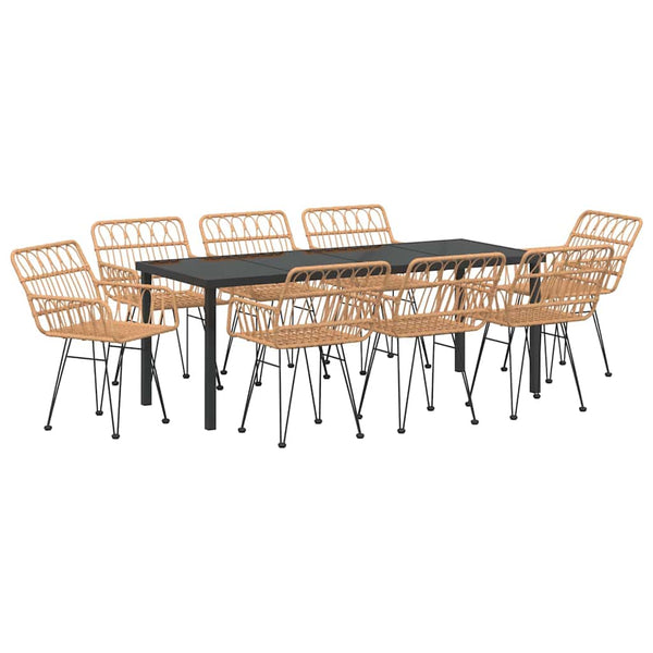 Garten Essgruppe 9-teilig Braun Stahl