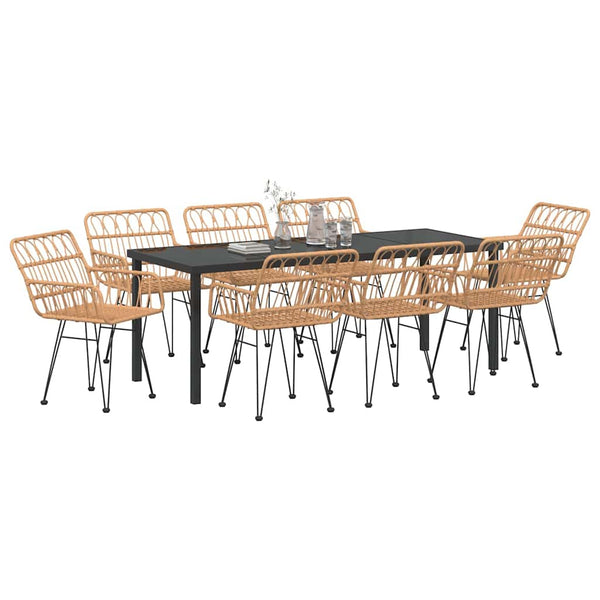 Garten Essgruppe 9-teilig Braun Stahl