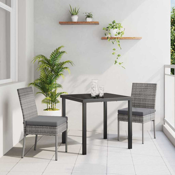 3-teilige Garten Essgruppe Grau Stahl