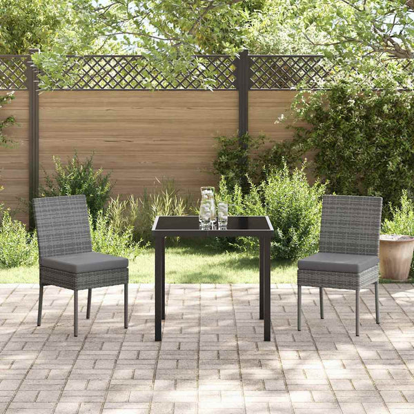 3-teilige Garten Essgruppe Grau Stahl
