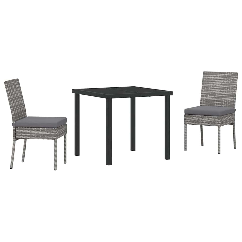 vidaXL Ensemble repas de jardin 3 pcs Acier enduit de poudre Gris