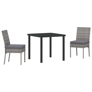 3-teilige Garten Essgruppe Grau Stahl