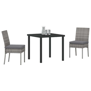 3-teilige Garten Essgruppe Grau Stahl