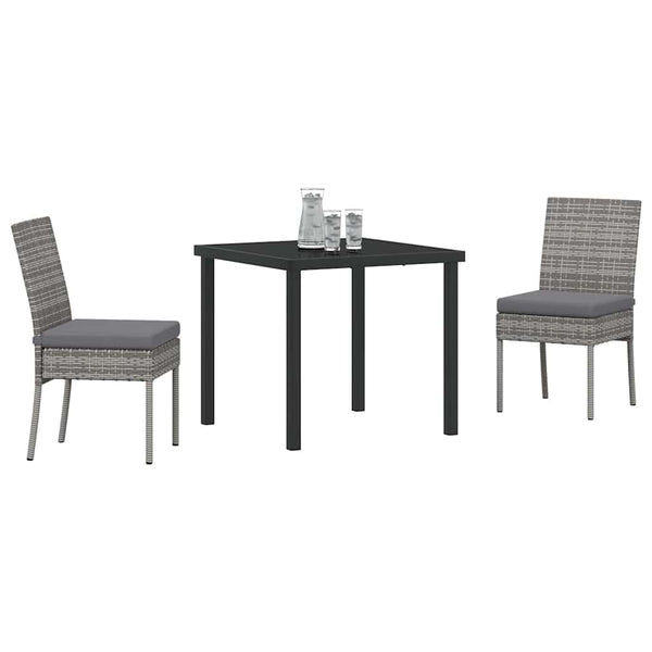 3-teilige Garten Essgruppe Grau Stahl