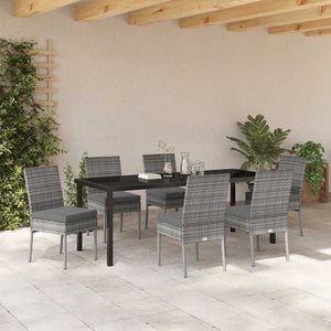 Garten Essgruppe 7-teilig Grau Stahl