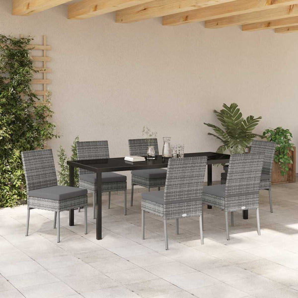 Garten Essgruppe 7-teilig Grau Stahl