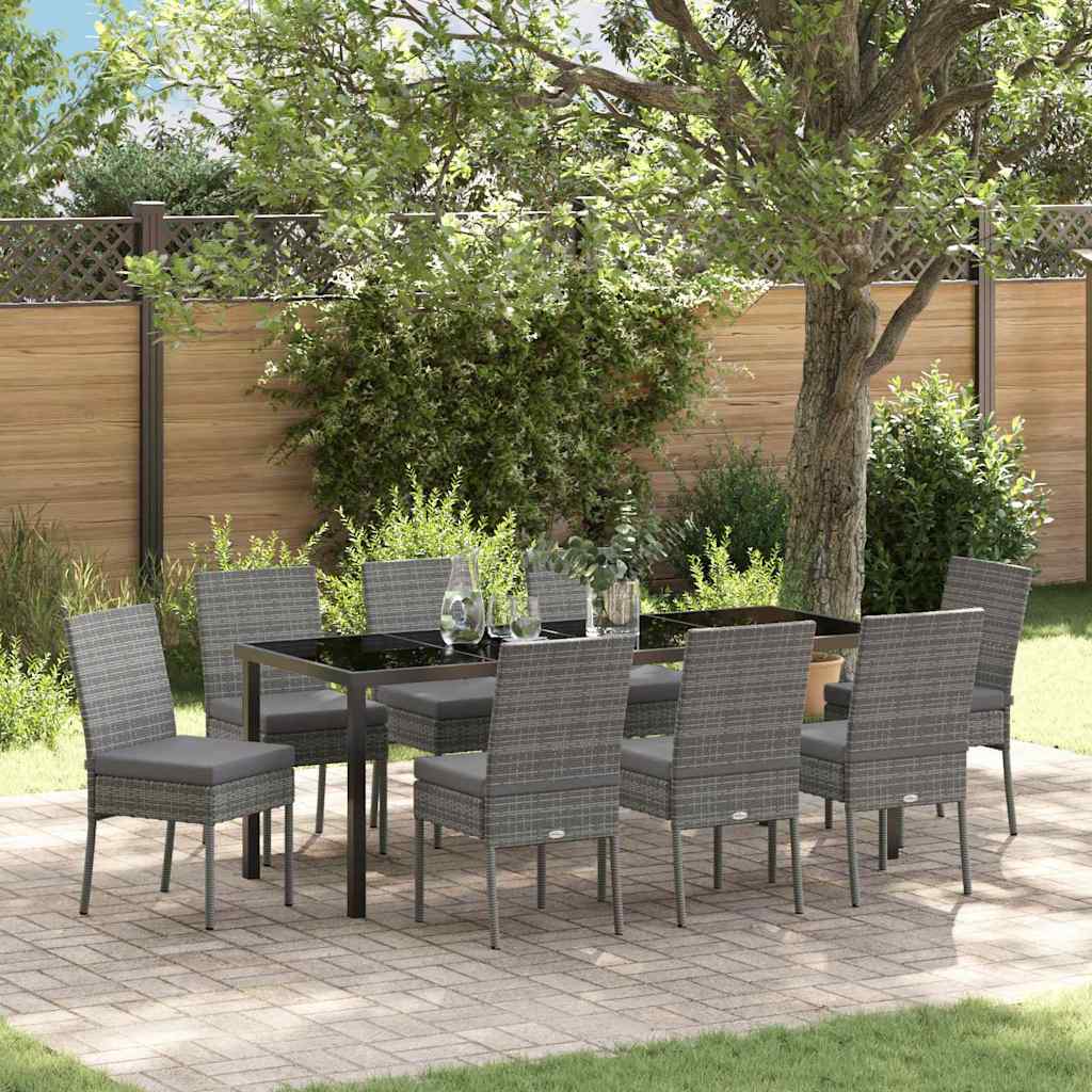 9-teilige Garten Essgruppe Grau