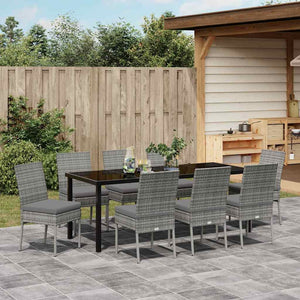 9-teilige Garten Essgruppe Grau