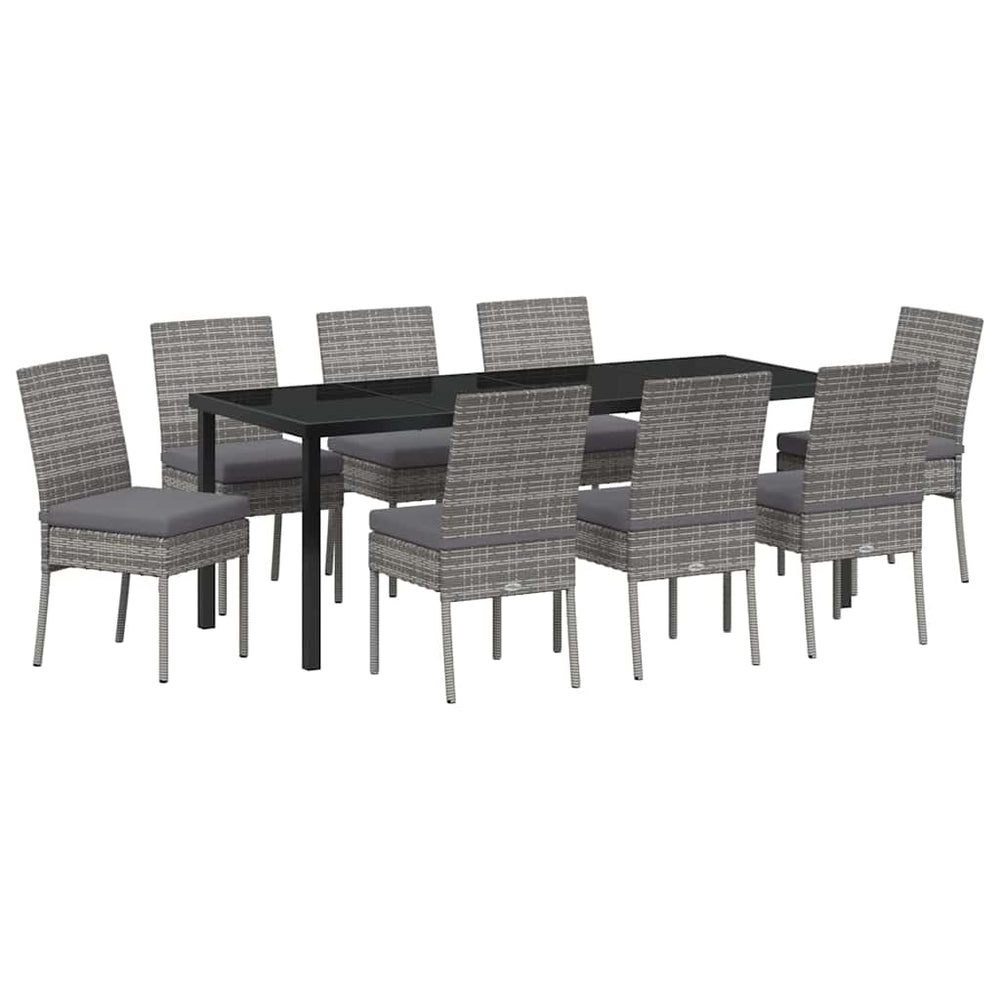 9-teilige Garten Essgruppe Grau