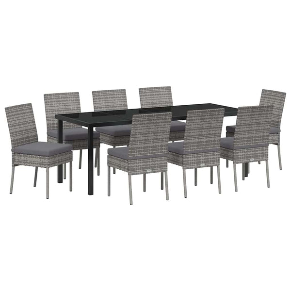 9-teilige Garten Essgruppe Grau