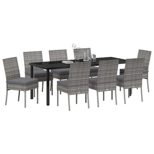 9-teilige Garten Essgruppe Grau