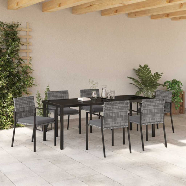 6-teilige Garten Essgruppe Grau