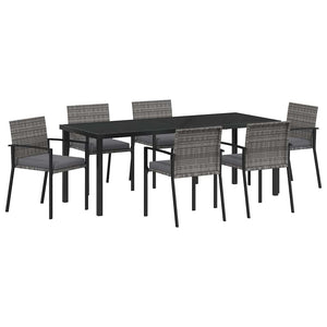 6-teilige Garten Essgruppe Grau