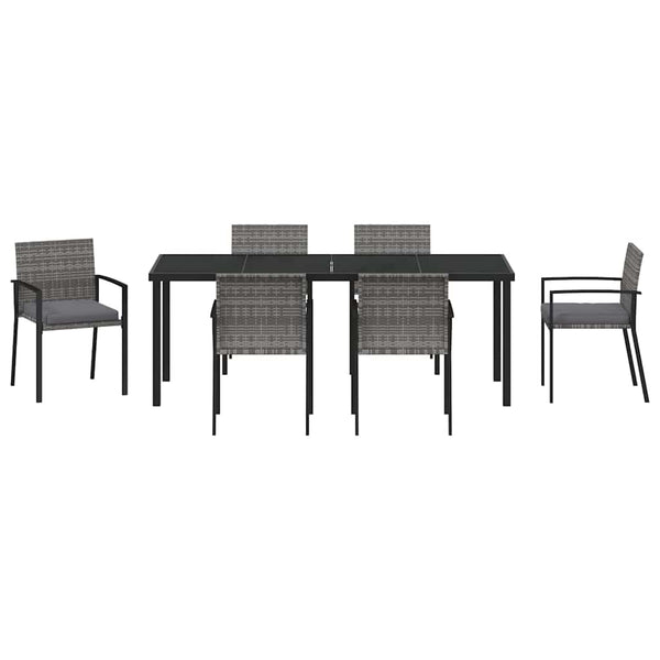 6-teilige Garten Essgruppe Grau